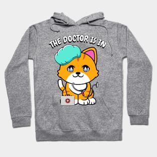 Cute orange Cat is a doctor Hoodie